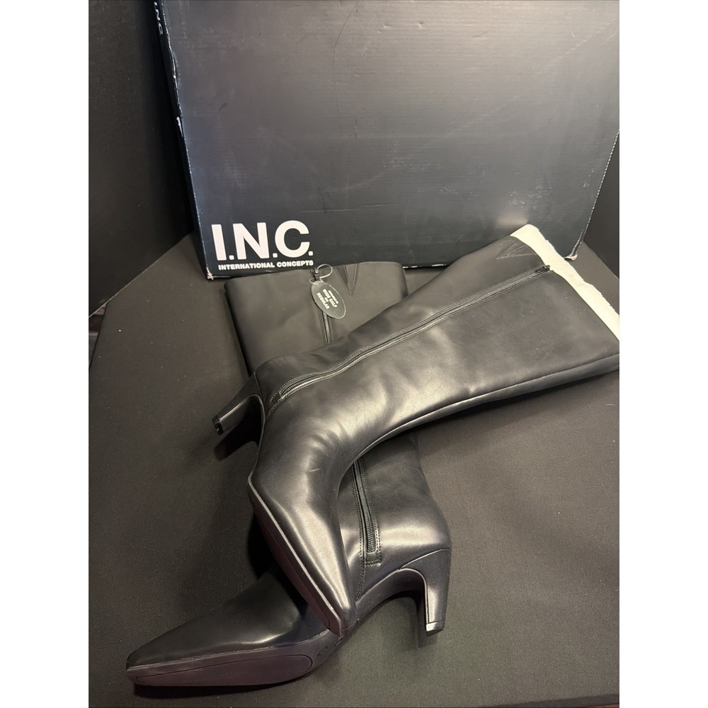 INC International Concepts Black Knee-High Pointed-Toe Boots - Picture 7 of 12